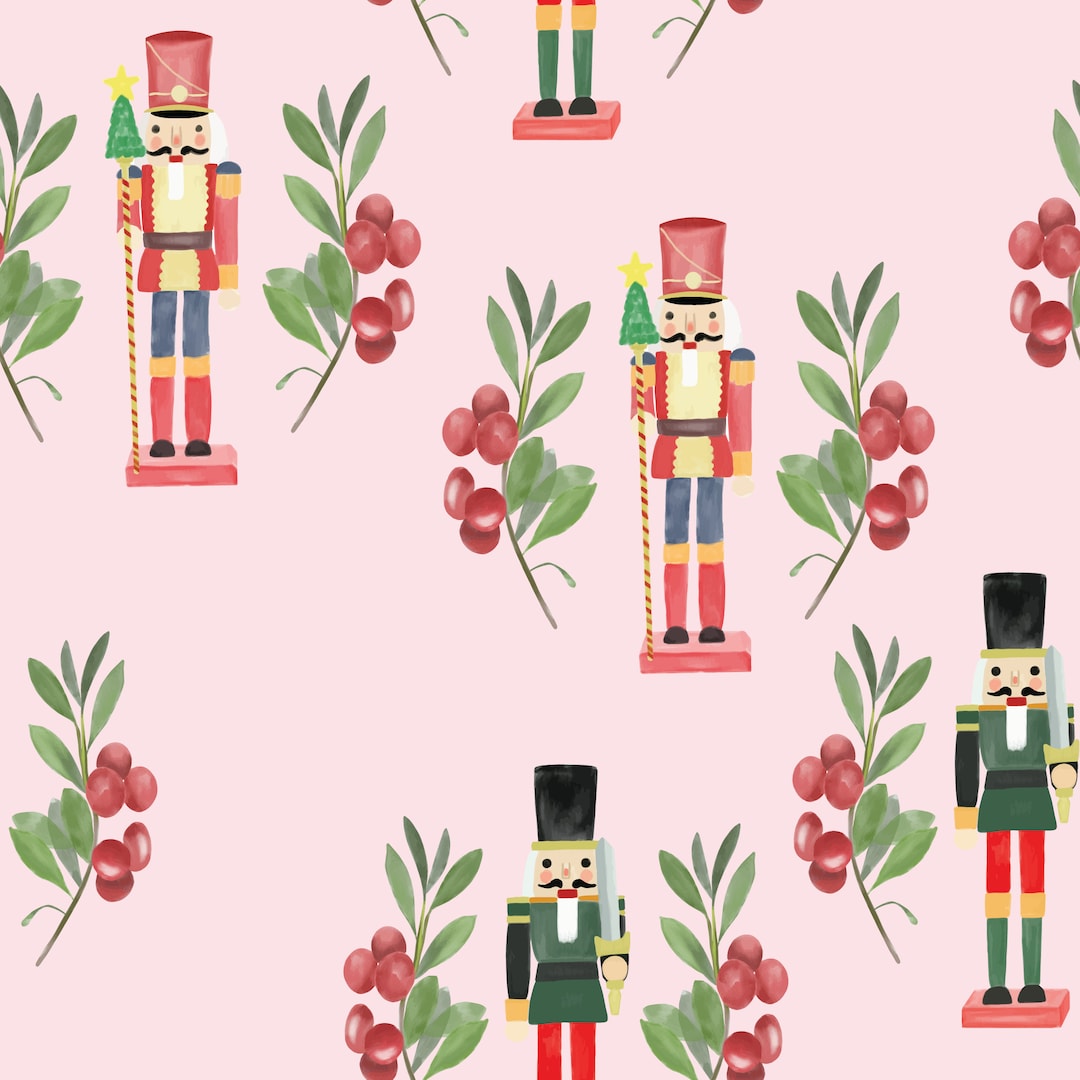 Nutcrackers on Pink Nutcracker Fabric Christmas Nutcracker Etsy