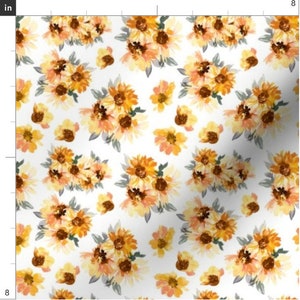 Aquarell Sonnenblumen Stoff Meterware | Blumenstoff | Sommerblumen | Herbst Blumen | Herbst | Auf Bestellung | Bio