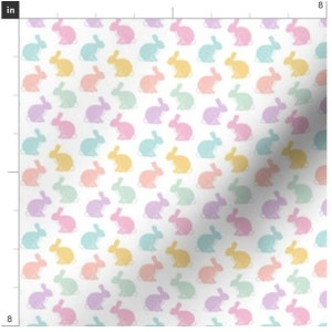 Small Scale Pastel Bunnies Fabric By The Yard | Easter Bunnies | Bunny Fabric | Pink | Purple | Yellow | Blue | Spring | Made To Order