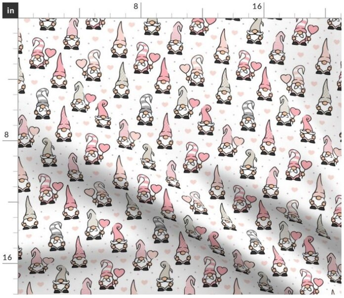 Pastel Gnomes Valentine Fabric by the Yard | Holiday Gnomes | Gnome ...