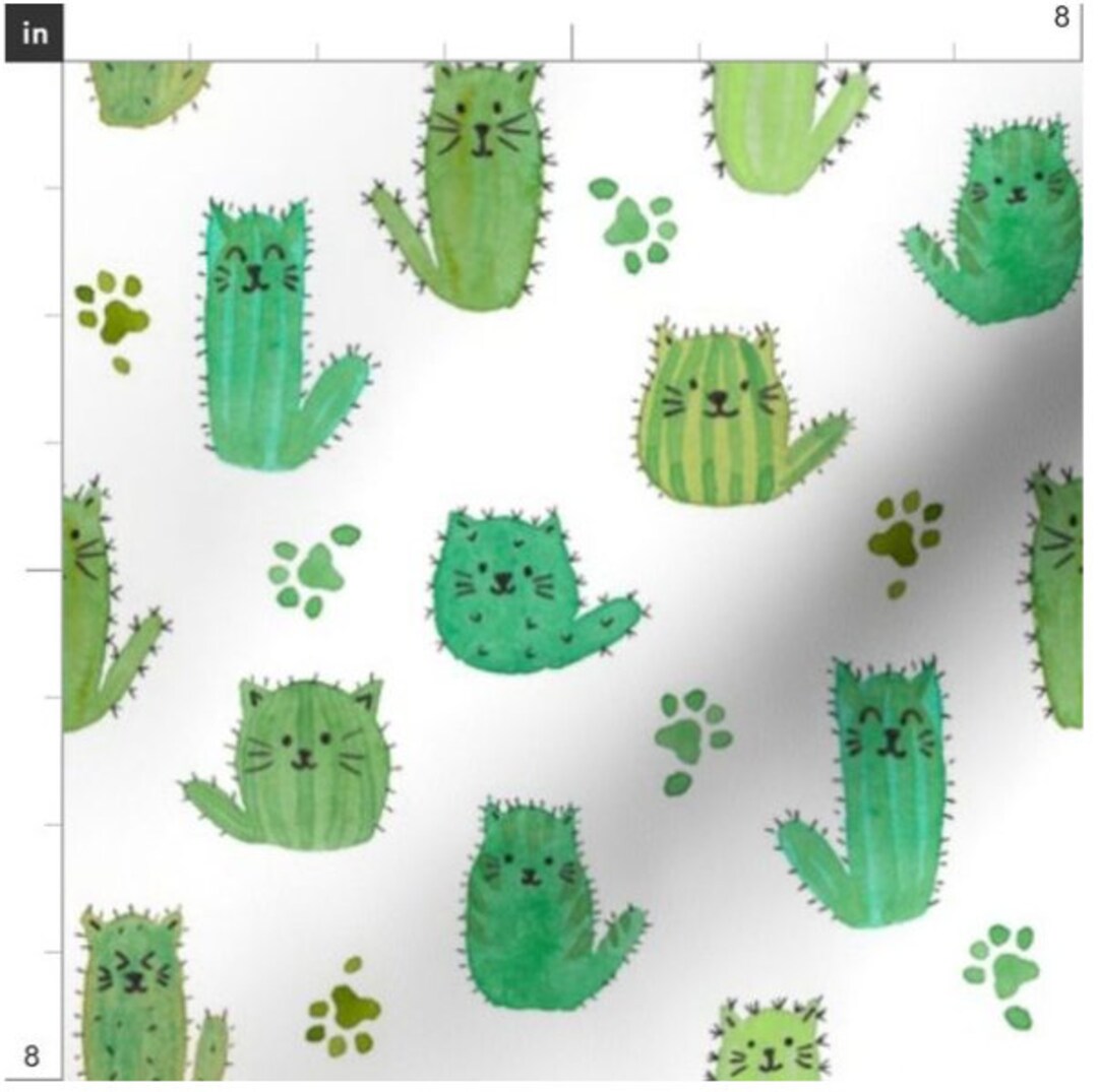 Cat-cus Cactus Fabric by the Yard Cat Cactus Fabric Cat - Etsy