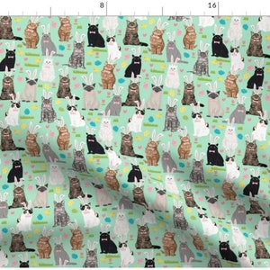Kitty Cat Easter Bunnies Fabric By The Yard Easter Bunnies Bunny Fabric Easter Rabbit Cats With Rabbit Ears Spring Made To Order image 2