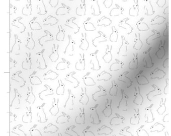 MINI Line Art Bunnies Fabric By The Yard | Easter Bunnies | Bunny Fabric | Rabbits | Spring | Made To Order