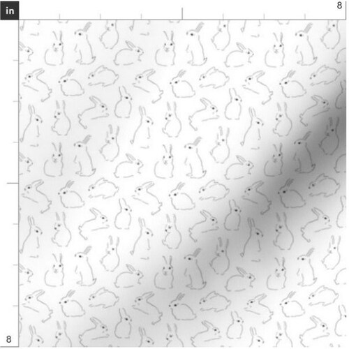 Line Art Bunnies Fabric by the Yard Easter Bunnies Bunny Etsy