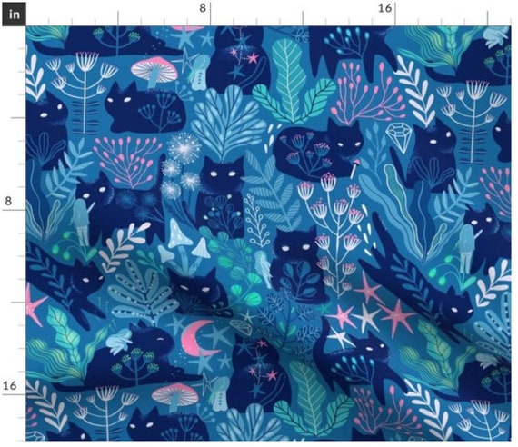 Meowgical Friends Fabric By The Yard | Cat Fabric | Kitten Lover | Magic Cats | Kitten Fabric | Kitty | Made To Order Fabric By The Yard