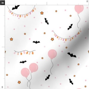 Halloween Fabric By The Yard | Pink Party Ghosts Coordinate | Cute Ghosts | Ghost Fabric | Ghosts and Black Bats