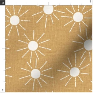 Summer Sunshine Fabric By The Yard | Suns | Sun Rays | Mustard Sun Fabric | Summer Fabric | Made To Order | Organic