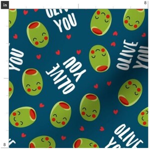 Olive You Valentine Fabric By The Yard | Olive Valentine | Red Hearts | Olive Fabric | Made To Order Fabric