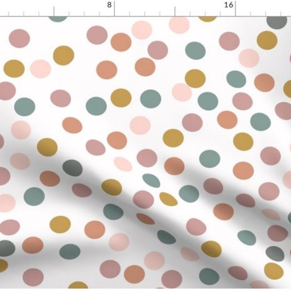 Large Boho Dots Fabric By The Yard | Muted Earth Tones | Polka Dot Fabric | Nursery Fabric | Made To Order Fabric | Organic