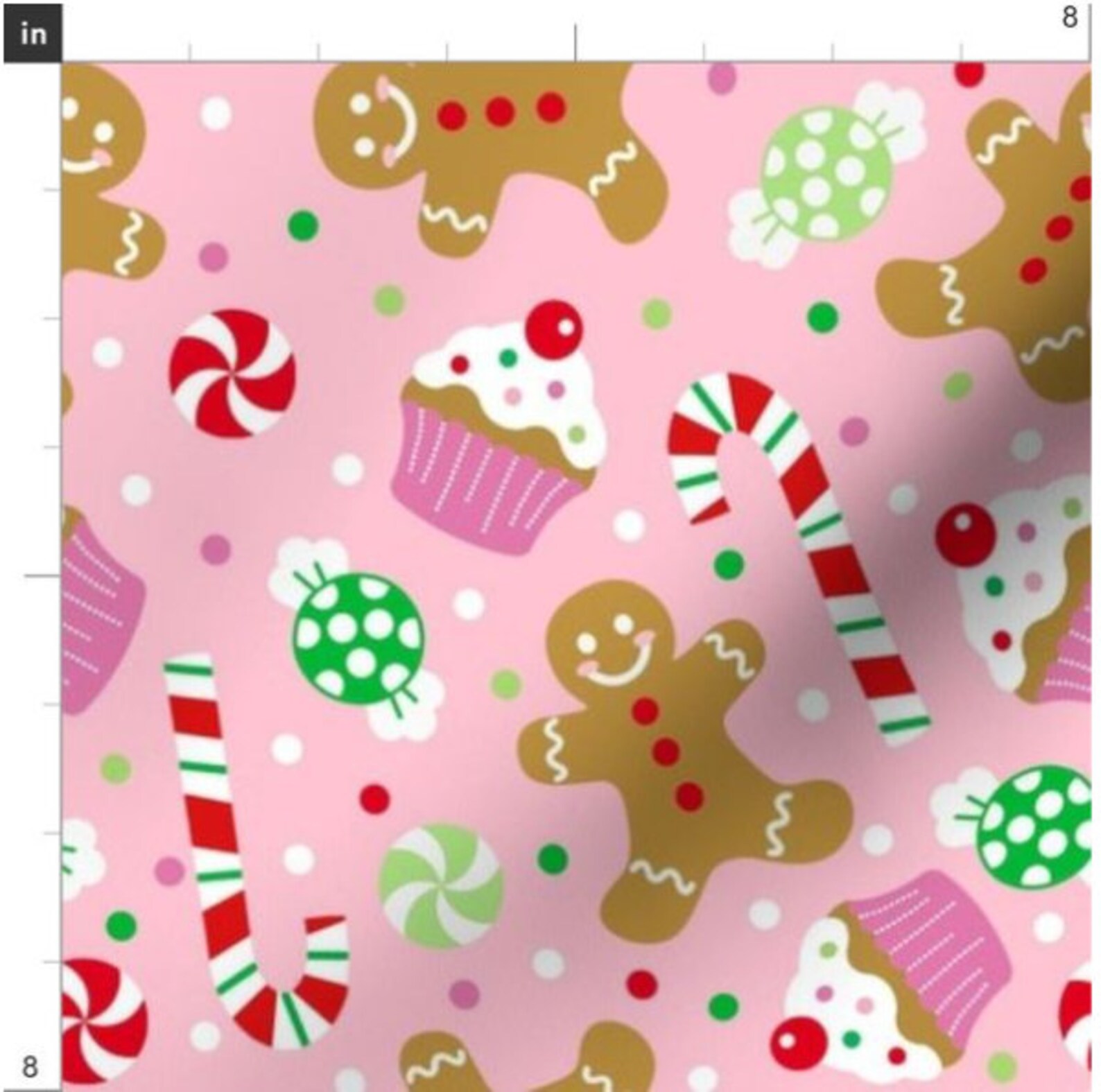 Christmas Treats On Pink Fabric By The Yard Christmas Fabric Etsy