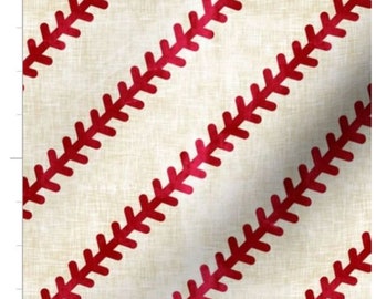 Baseball Stitch Fabric By The Yard | Summer | Softball | Baseball Fabric | Sports Fabric | Boy | Made To Order | Organic