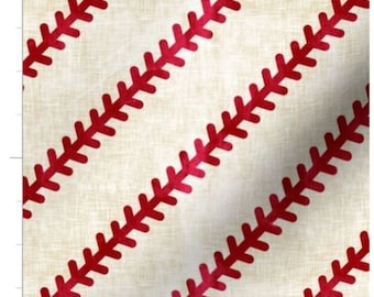 Baseball Stitch Fabric By The Yard | Summer | Softball | Baseball Fabric | Sports Fabric | Boy | Made To Order | Organic