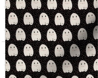 Halloween Fabric By The Yard | Black Boo Ghost | Cute Ghosts | Ghost Fabric