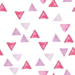 Watercolor Triangles Valentine Fabric By The Yard | Valentine's Day | Pink and Purple Triangles | Spring Fabric | Made To Order Fabric