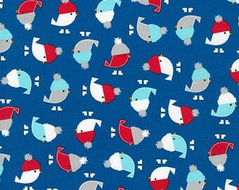 100% Baumwolle - Robert Kaufman Jingle Birdies - Winter Bird - Quiliting Cotton - Baumwollstoff - Winterstoff