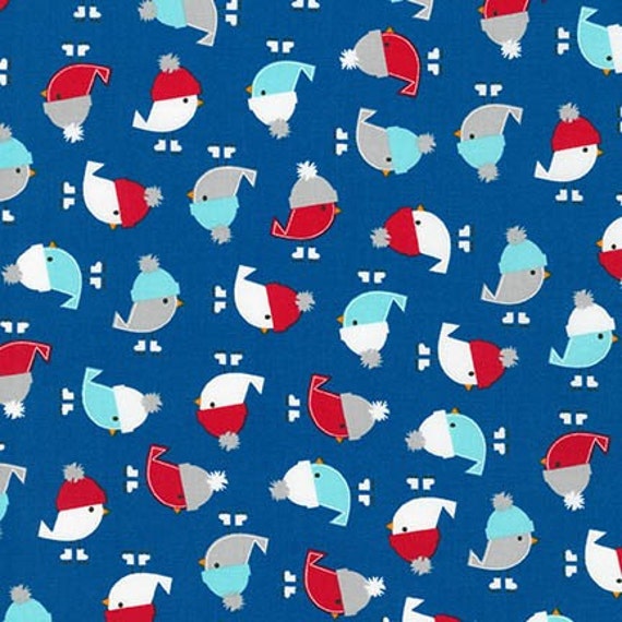 100% Cotton - Robert Kaufman Jingle Birdies- Winter Bird - Fabric by the Yard - Quiliting Cotton - Cotton Fabric - Winter Fabric