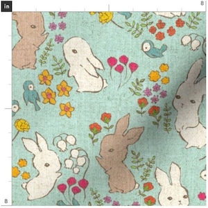 Vintage Bunnies Fabric By The Yard | Easter Bunnies | Bunny Fabric | Easter Rabbit | Spring | Made To Order