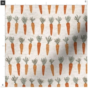 Carrots Fabric By The Yard | Linen Carrots | Easter Fabric | Easter Carrots | Vegetable Garden | Spring | Made To Order
