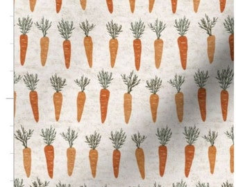 Carrots Fabric By The Yard | Linen Carrots | Easter Fabric | Easter Carrots | Vegetable Garden | Spring | Made To Order