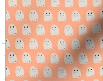 Halloween Fabric By The Yard | Orange Boo Ghost | Cute Ghosts | Ghost Fabric