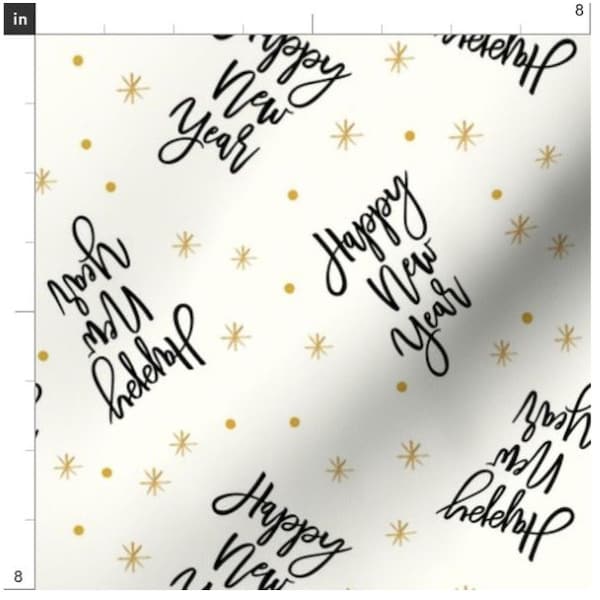 Happy New Year Script Fabric By The Yard | New Years Eve | January Fabric | Winter | Made To Order Fabric