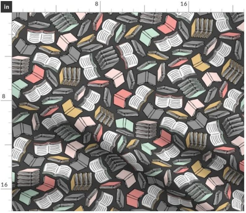 So Many Books Fabric by the Yard Back to School Fabric Etsy