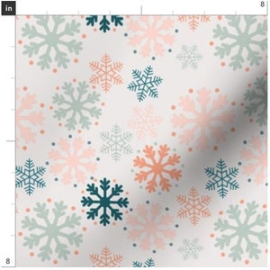Pastel Christmas Snowflakes Fabric | Christmas Fabric | Snowflake Fabric | Winter Fabric | Snow Fabric | Made To Order Fabric By The Yard