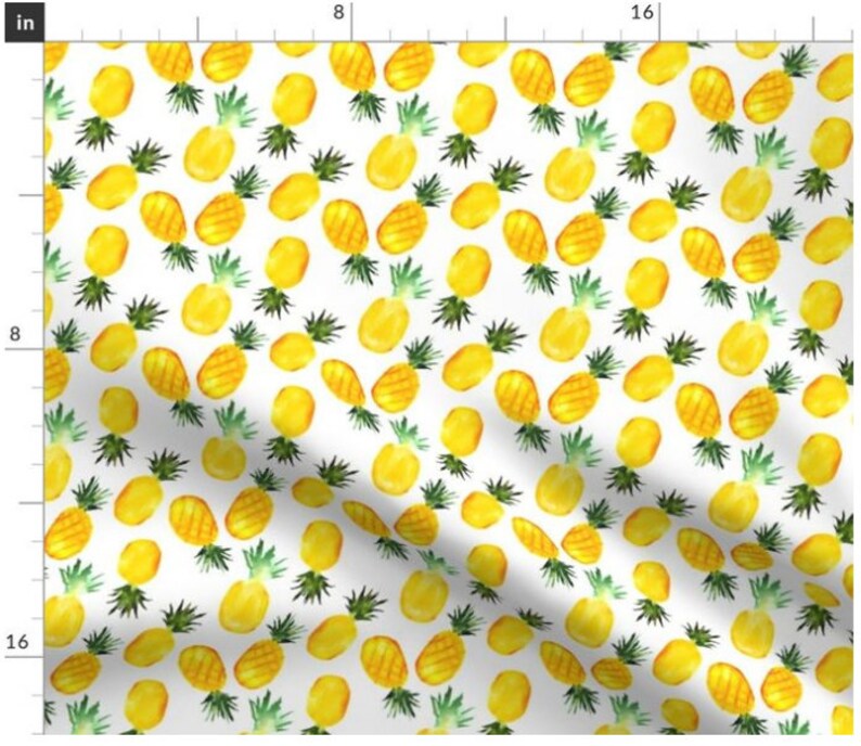 Watercolor Pineapples Fabric by the Yard Pineapple Fabric Etsy