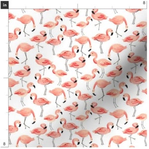 Small Flamingo Party Fabric By The Yard | Flamingo | Pink Flamingos | Tropical Birds | Tropical Fabric | Made To Order Fabric