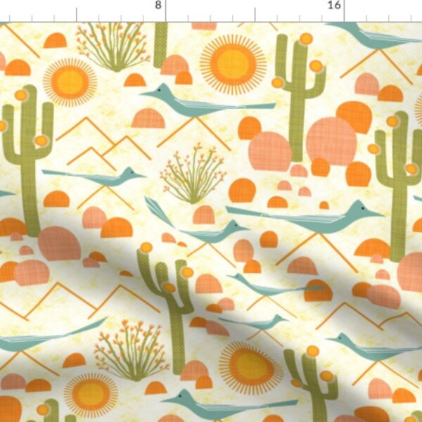 Cactus Roadrunner Fabric - Etsy