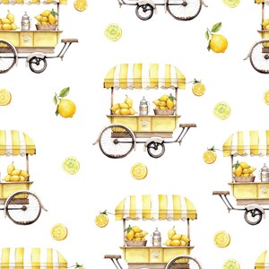 Lemonade Stoff Karo Stoff Meterware | Sommer | Aquarell | Zitronen | Limonadenständer | Auf Bestellung | Organische Färbung