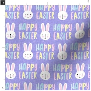 Happy Easter Fabric By The Yard Easter Bunnies Rabbits Easter Fabric Pastel Spring Made To Order image 1