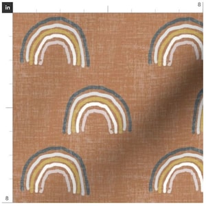 Indian Summer Rainbows | Rainbow Fabric By The Yard | Neutral Rainbows | Watercolor Rainbows | Made To Order Fabric By The Yard | Organic