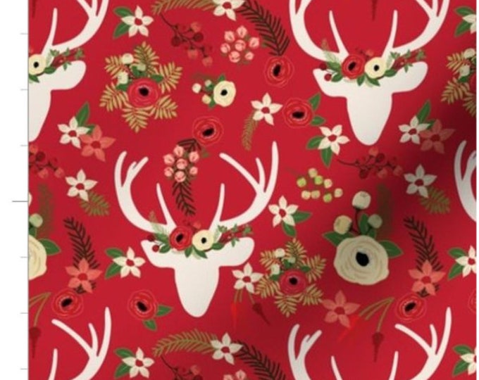 Loved Dearly Deer Fabric by the Yard Deer and Foliage Fawn Etsy