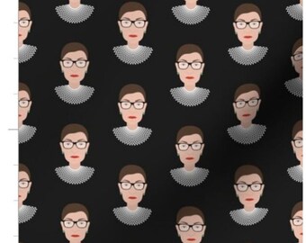 RBG Bust Fabric | I Dissent | RBG&#39;s Dissent Collar | Ruth Bader Ginsburg Fabric | Made To Order Fabric By The Yard | Organic