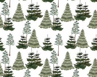 Varied Forest Christmas Fabric By The Yard | Christmas Greenery | Holiday Fabric | Christmas Trees | Evergreens | Christmas Quilt Fabric