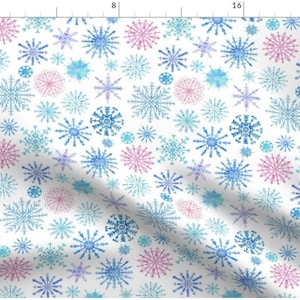 Winter Snowflakes on White Fabric By The Yard | Christmas Fabric | Christmas Snowflake Fabric | Winter Fabric | Snow Fabric | Made To Order