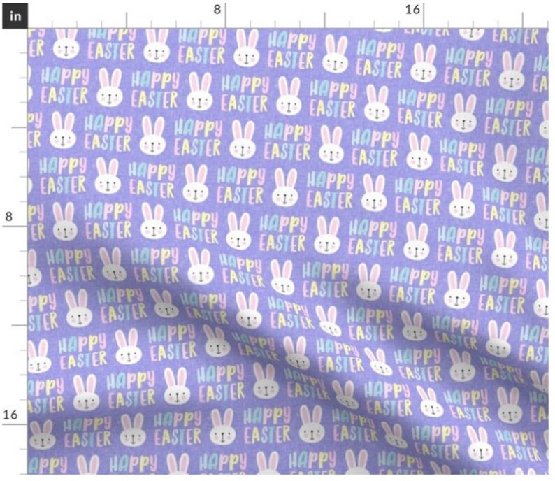 Happy Easter Fabric By The Yard Easter Bunnies Rabbits Easter Fabric Pastel Spring Made To Order image 2