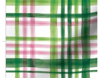 Irischer Schottenkaro Stoff Meterware | rosa und grün kariert | St Patrick's Day | St Paddys | Aquarell kariert | Auf Bestellung