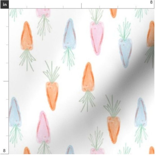 Pastel Watercolor Carrots Fabric by the Yard Watercolor Etsy