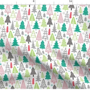 Christmas Trees Fabric | Christmas Holiday Forest Tree Fabric | Christmas Fabric | Christmas | Made To Order Fabric By The Yard