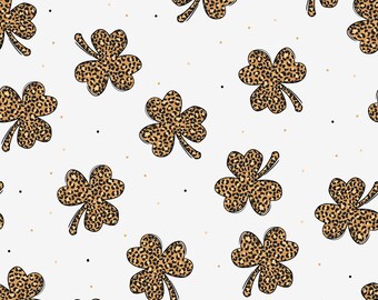 Cheetah Shamrocks Fabric By The Yard | St Patrick's Day | Shamrocks | St Paddy's | Irish Fabric | Print To Order