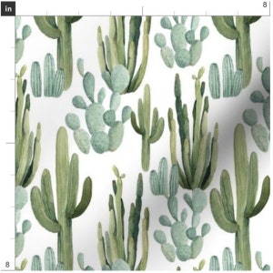 Wüstenkaktus Stoff Massenlager | Kaktus Stoff | Aquarell Kaktus | Made To Order Fabric Bulk-Lager | Bio