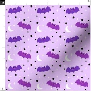 Halloween Cutie Bats Fabric By The Yard | Purple Halloween | Bats | Purple Bats | Custom Fabric | Print To Order