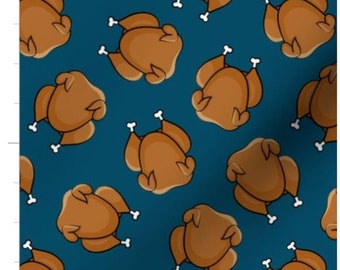 Cooked Turkey Toss Fabric By The Yard | Thanksgiving Turkey | Fall | Thanksgiving | Dinner | Autumn Harvest | Custom