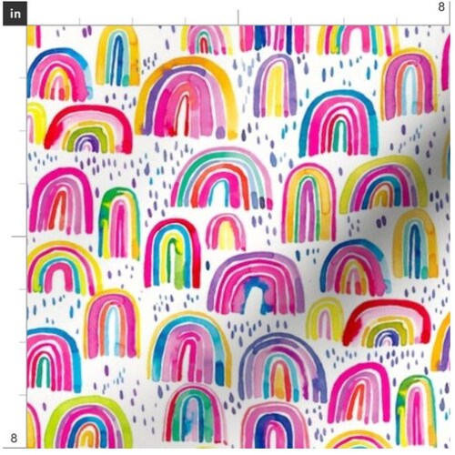 Multicolored Rainbows Fabric by the Yard Bright Rainbows Etsy