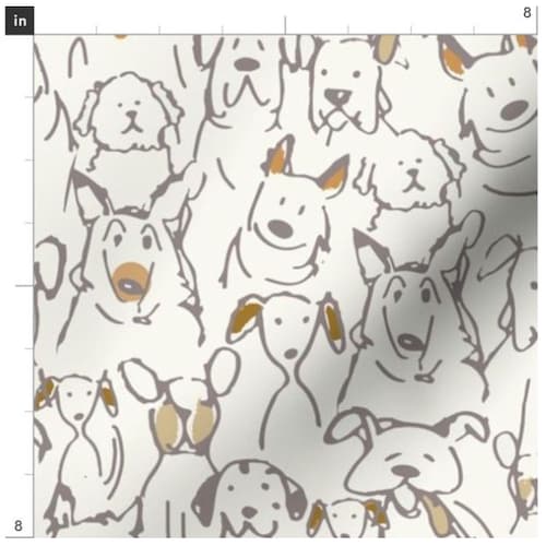 Black and White Sketch Dogs Fabric by the Yard Puppy Fabric Etsy