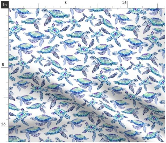 Neon Floral Turtles Satin Fabric By the Yard Pre Order