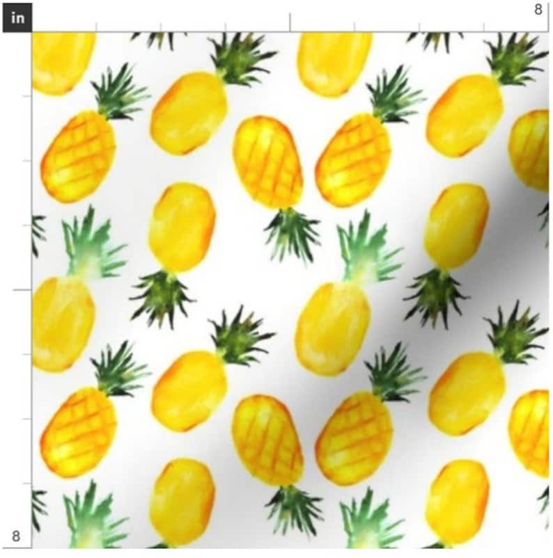 Watercolor Pineapples Fabric by the Yard Pineapple Fabric Etsy