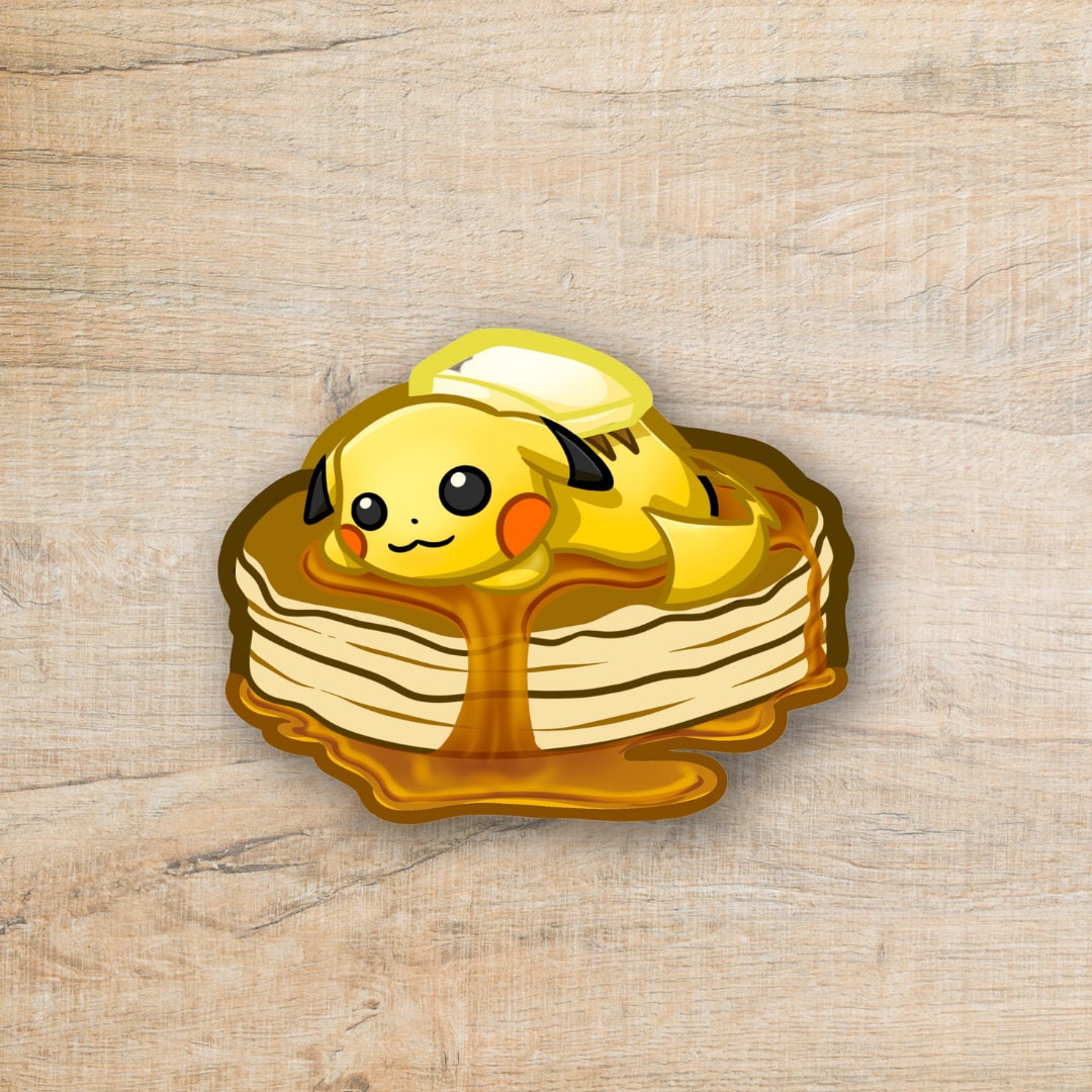 Pikachu Pancakes Laminated Sticker Etsy